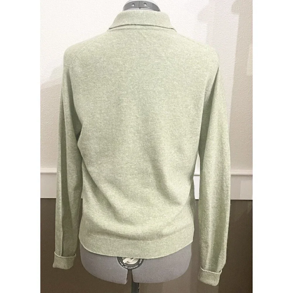 Vintage 50s Wool Blend? / Orlon? Collared Sweater Small Sage Green No Tag FLAW